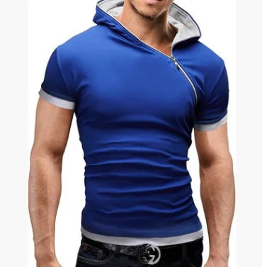 Men's Casual Short Sleeve T-Shirt with Hooded Design