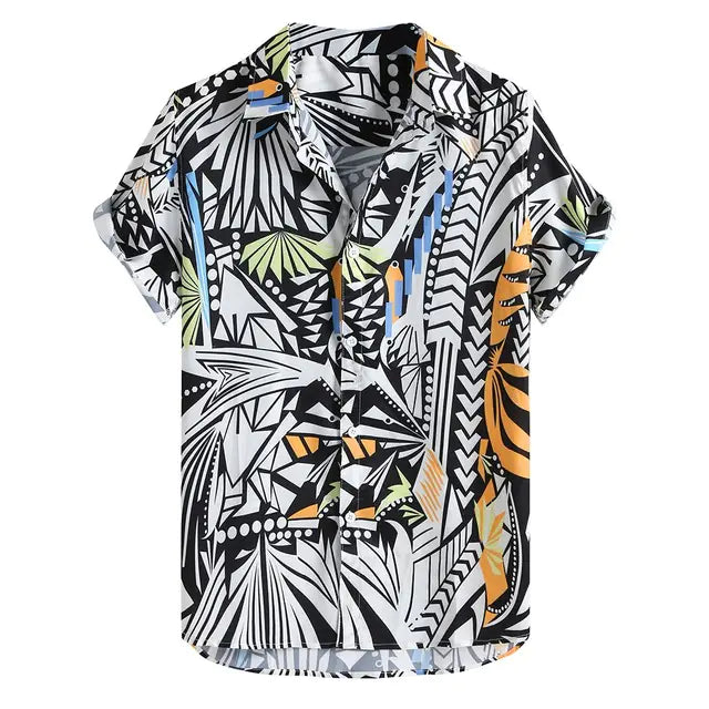Printed Turn-Down Collar Shirt for Men