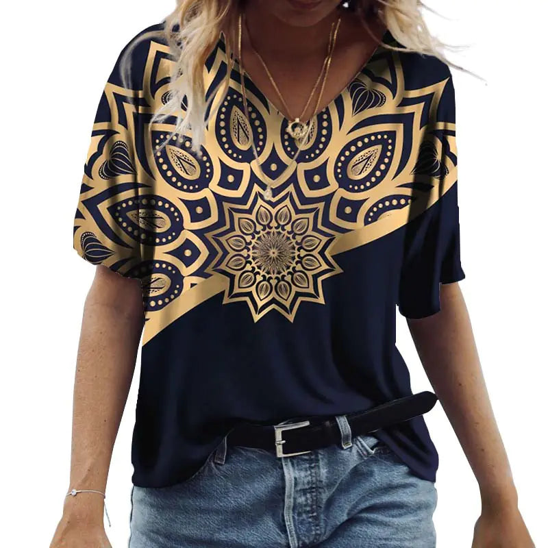 Loose Fit Green Urban Style Printed Short Sleeve T-Shirt