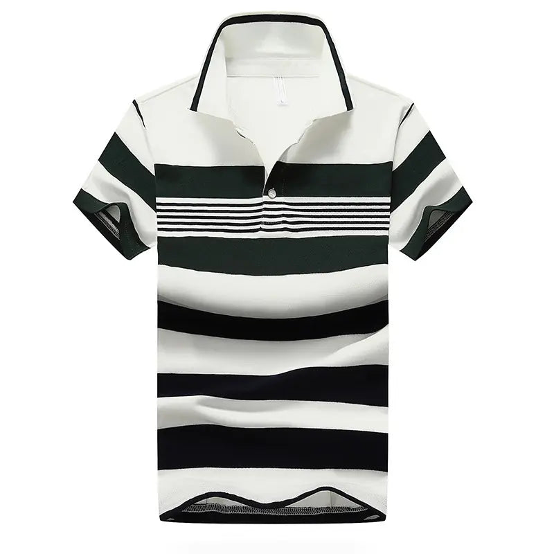 Men's Short Sleeve Polo Shirt with Green Stripes