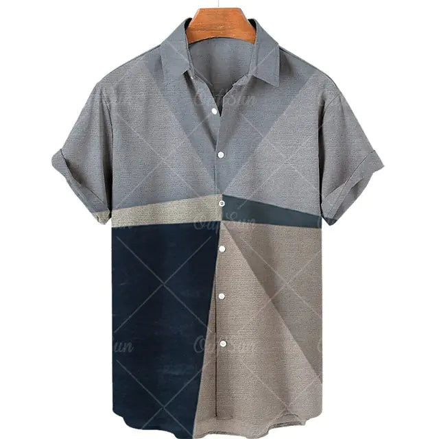 Men's Casual 3D Digital Print Short-Sleeve Shirt