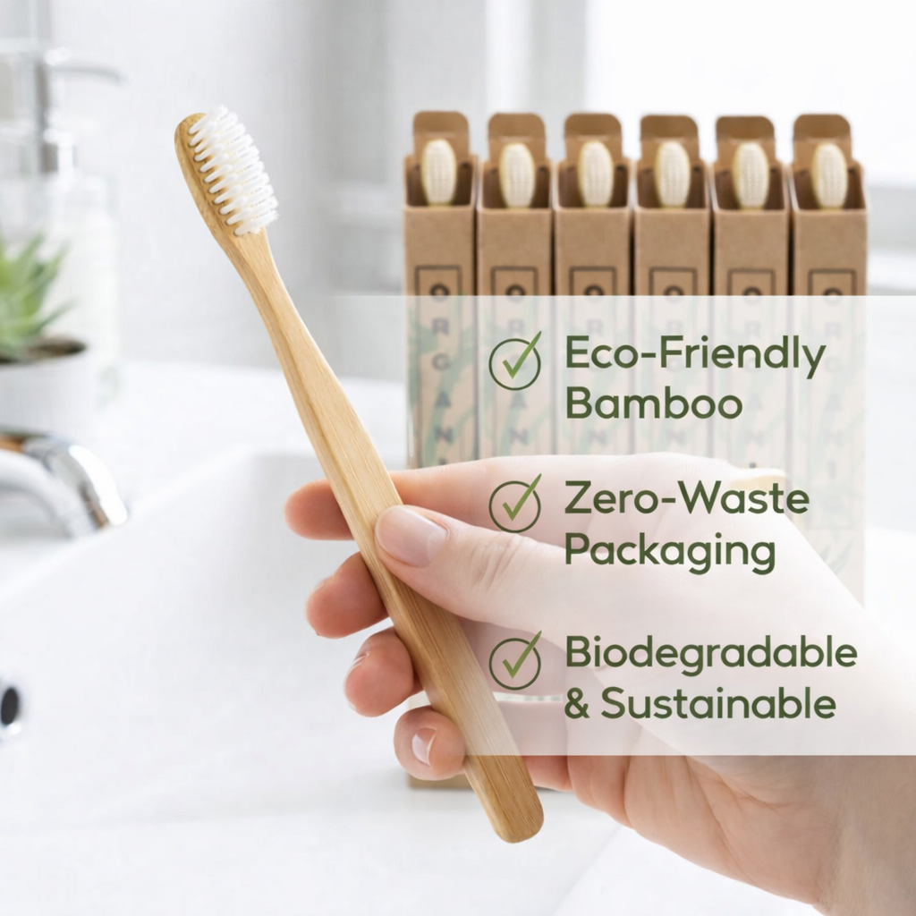 Natural Bamboo Toothbrushes – PACK OF 10