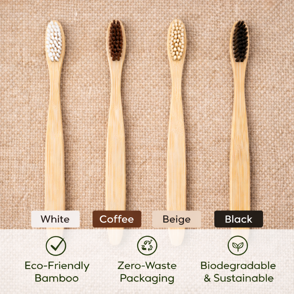 Natural Bamboo Toothbrushes – PACK OF 10