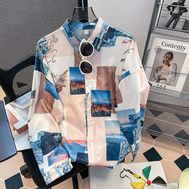 Vintage Floral Turn-down Collar Blouse for Women