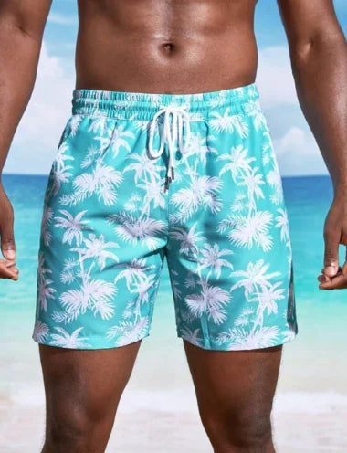 TADDLEE Men's Quick-Dry Swim Trunks with Palm Trees