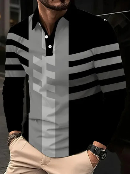 Men's 3D Digital Print Lapel Short Sleeve Polo Shirt