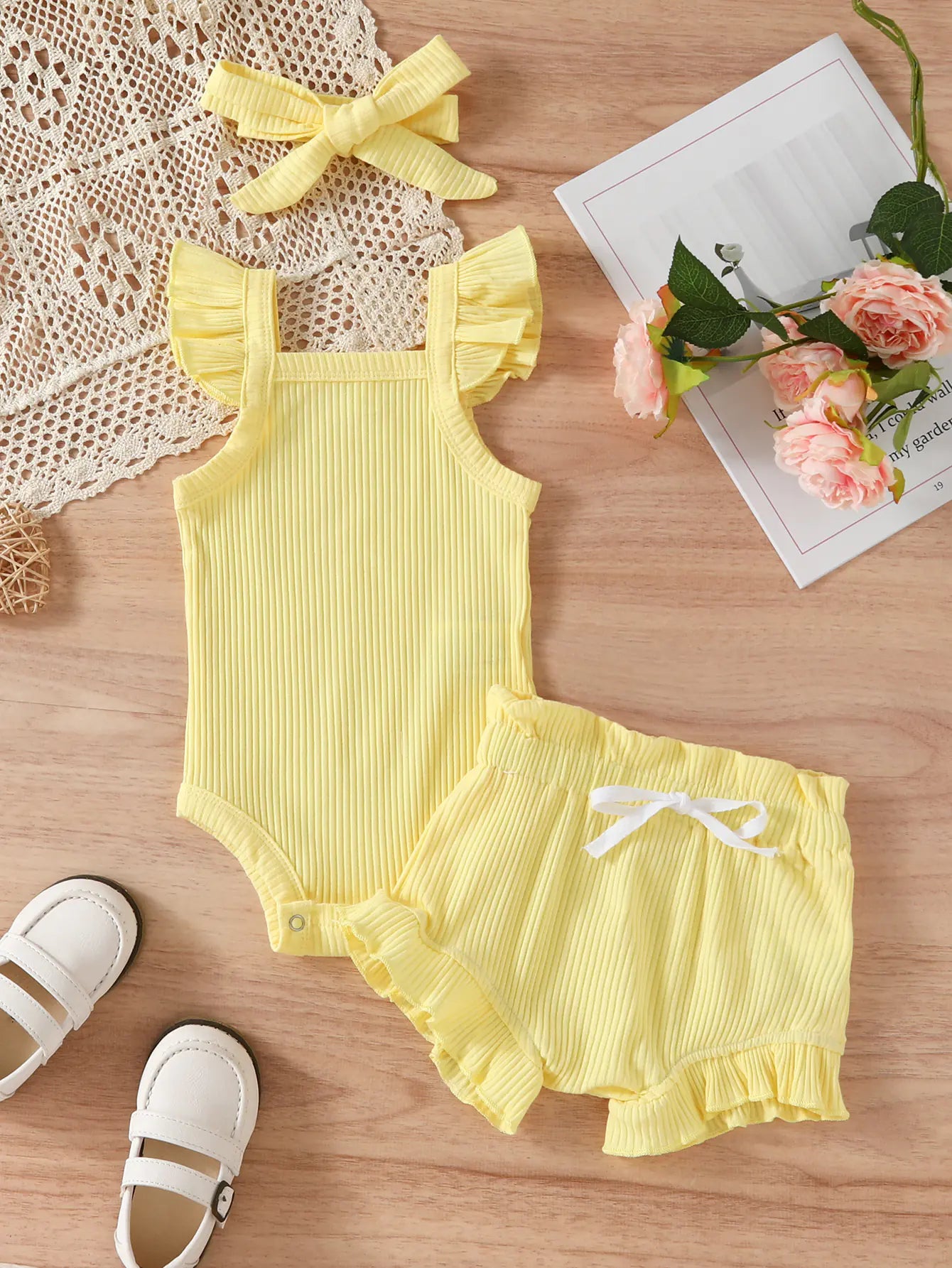Baby Summer Romper and Shorts Set for Girls