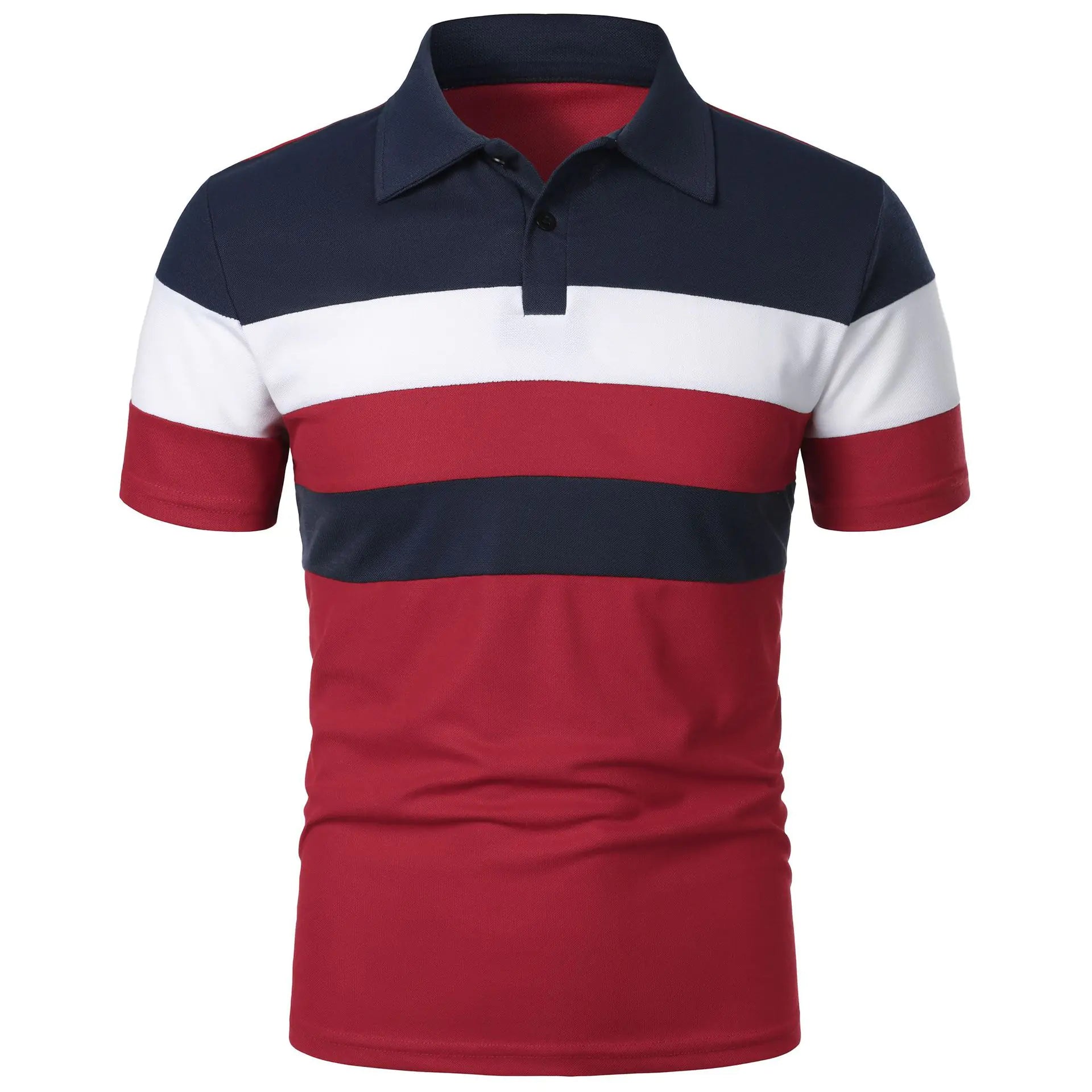 Men's Short Sleeve Polo with Color Block Stripes