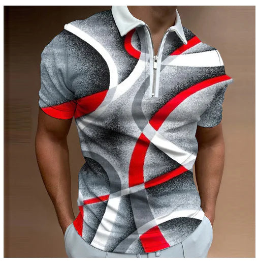 3D Digital Print Summer Polo Shirt for Men