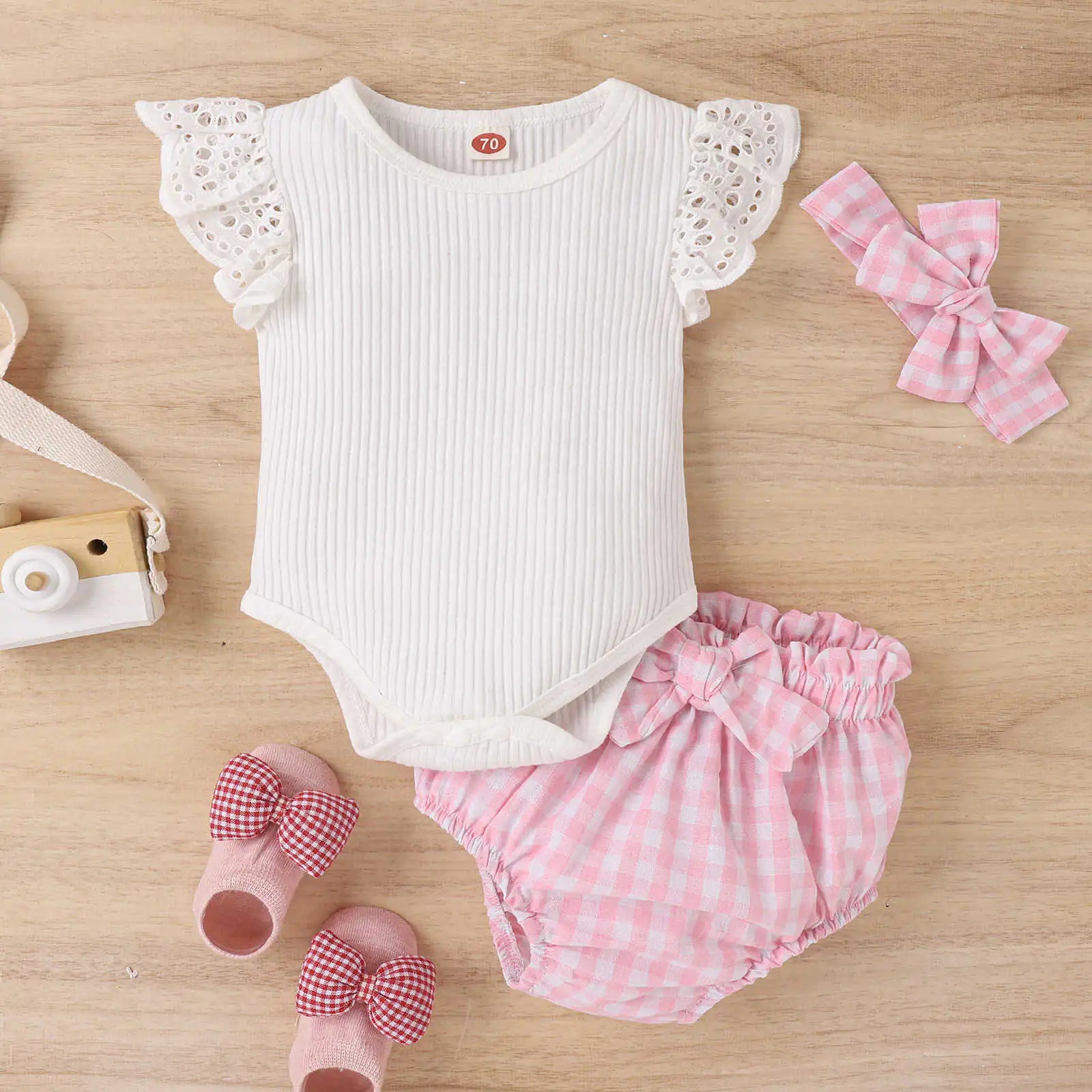 Summer Baby Lace Sleeve Outfit Set