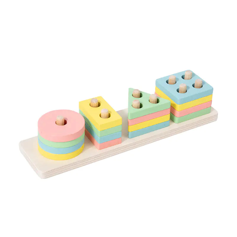 Wooden Geometric Shape Stacking Blocks for Early Learning