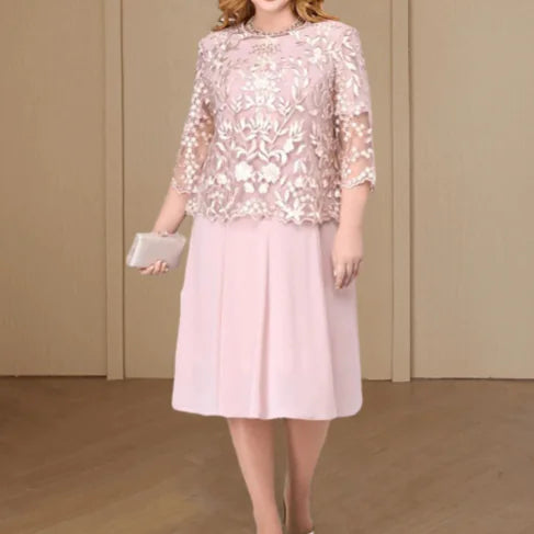 Elegant Plus Size Dress with Lace (One Piece)