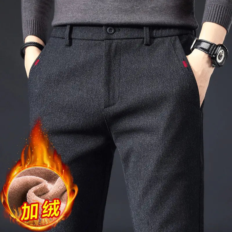 Men's Casual Brushed Chinos - Korean Style Loose Fit