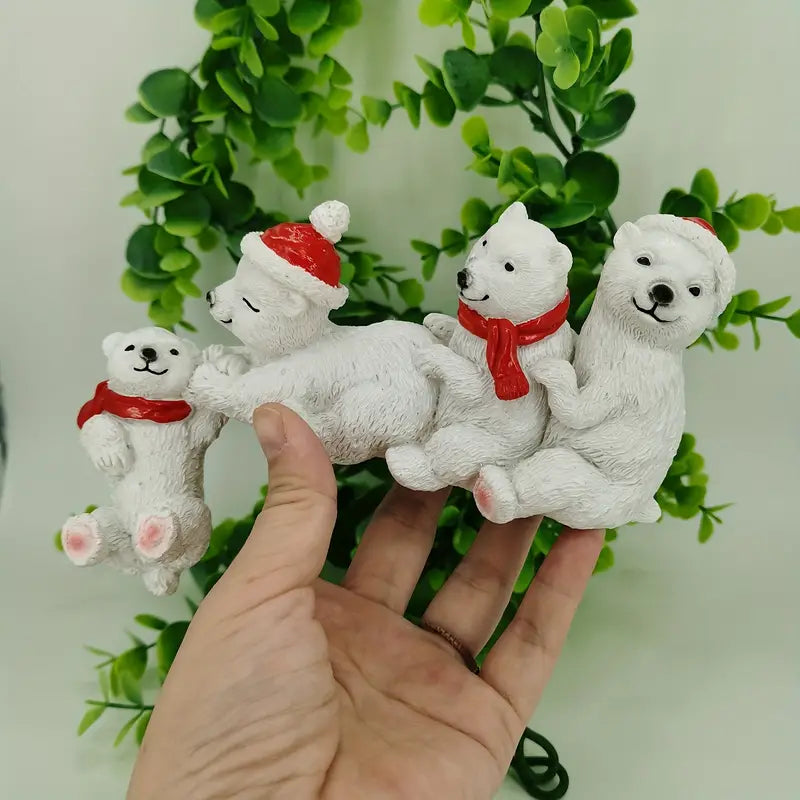 Cute Polar Bear Resin Statue for Home Decor