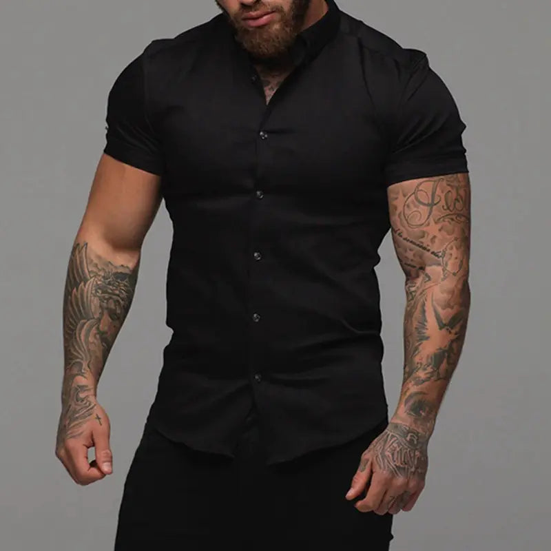 Men's Muscle Fit Short Sleeve Polo Shirt - Casual Stretch