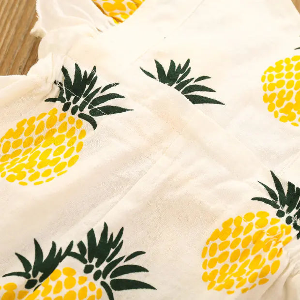 Cotton Pineapple Print Baby Romper with Headband