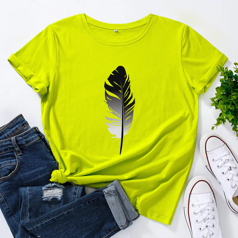 Women's Loose Fit Cotton Printed Short Sleeve T-Shirt