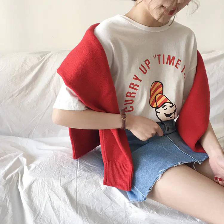 Printed Short Sleeve Round Neck T-Shirt Top