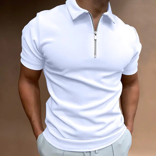 Men's Casual Fit Solid Color Short Sleeve Polo Shirt