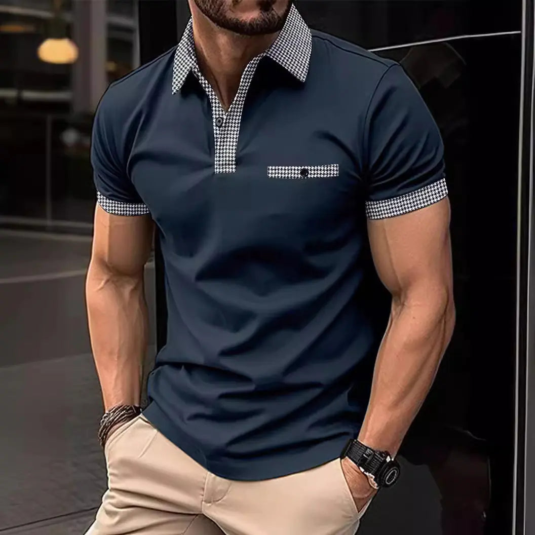 Men's Color Block Short Sleeve Polo Shirt