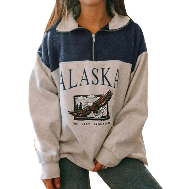 Printed Long-Sleeved Blouse Sweater for Women