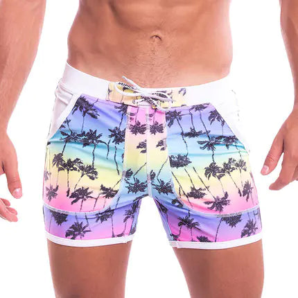 TADDLEE Men's Quick-Dry Swim Trunks with Palm Trees