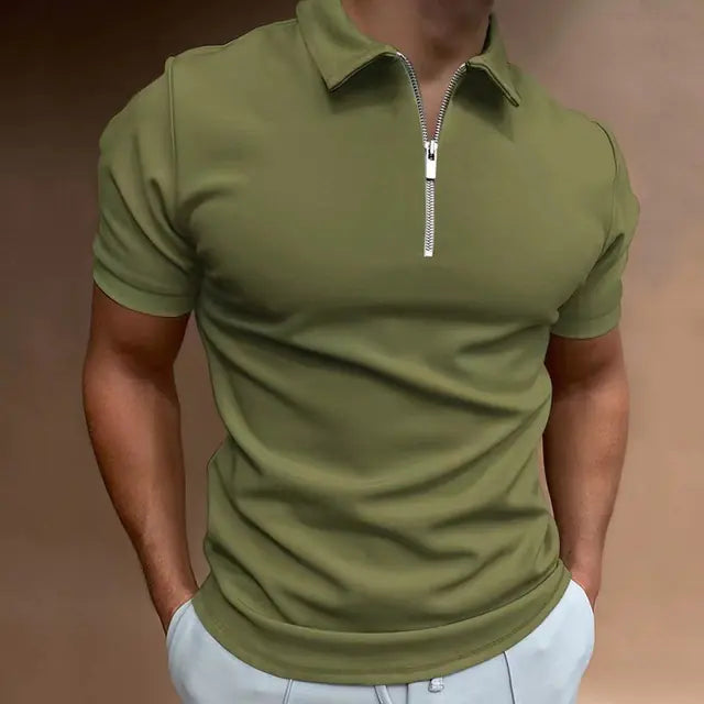Men's Casual Fit Solid Color Short Sleeve Polo Shirt