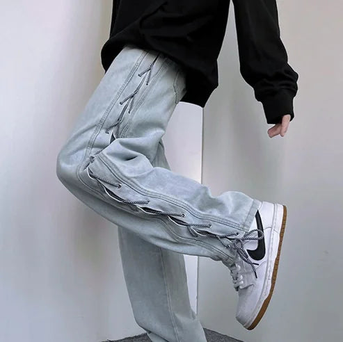 Niche Wide Leg American Jeans for Men in Hip Hop Style