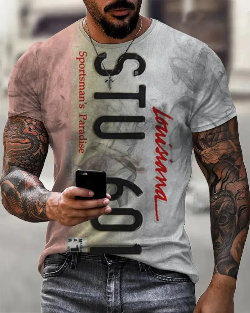 Men's Casual 3D Digital Print Short Sleeve T-Shirt
