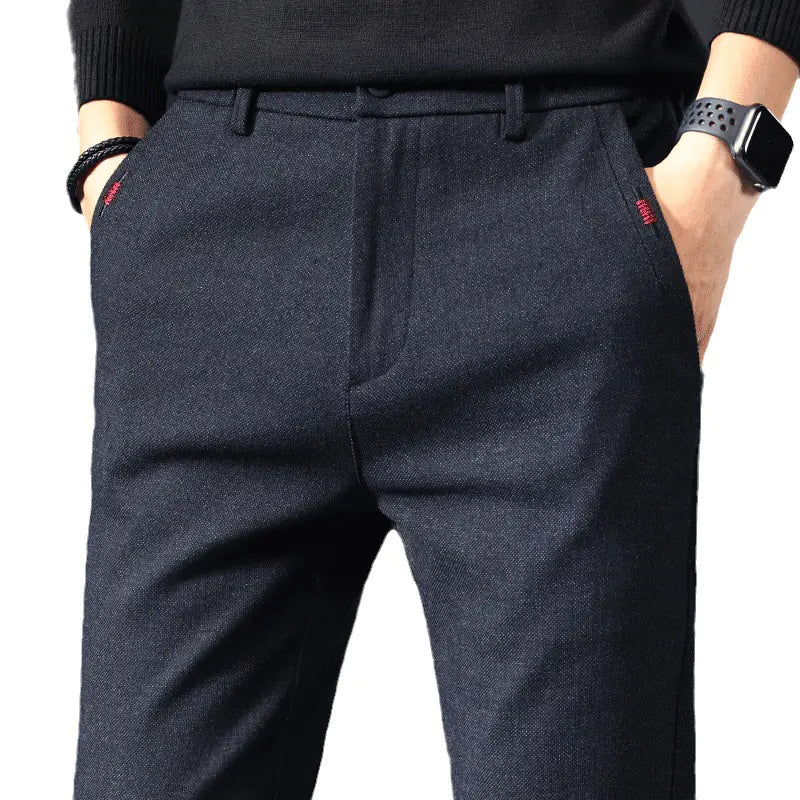 Men's Casual Brushed Chinos - Korean Style Loose Fit