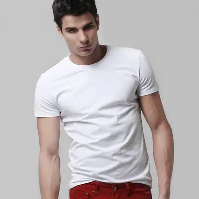 Men's Short Sleeve Solid Color Blank T-Shirt