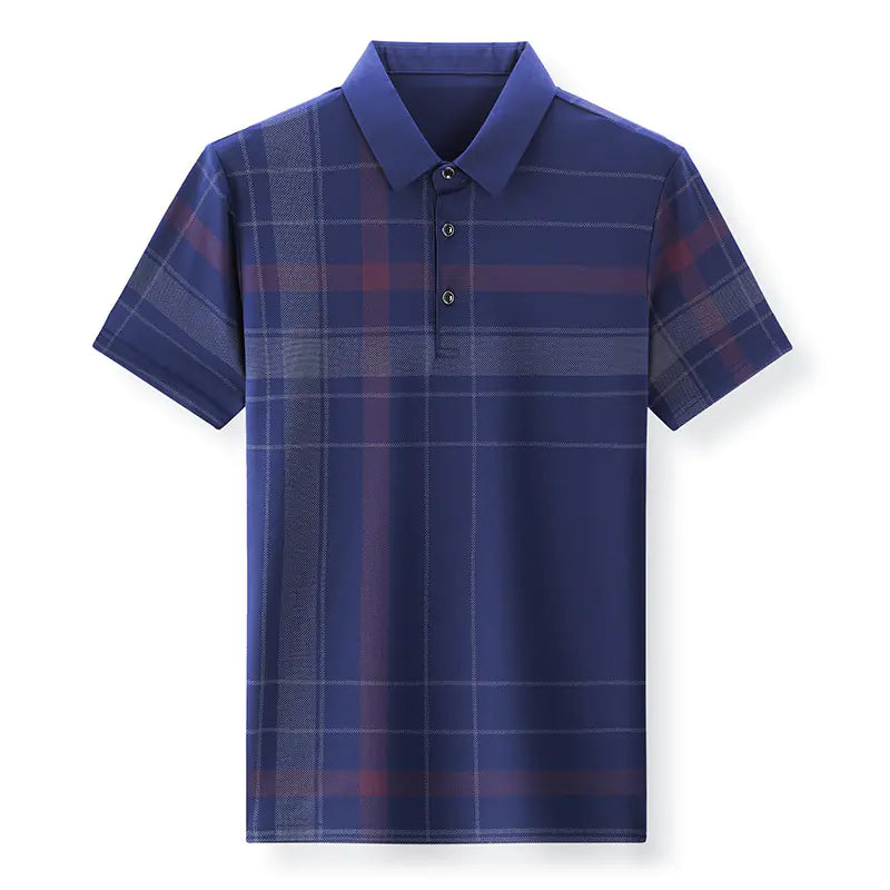 Men's Summer Checkered Polo Shirt - Casual Short Sleeve