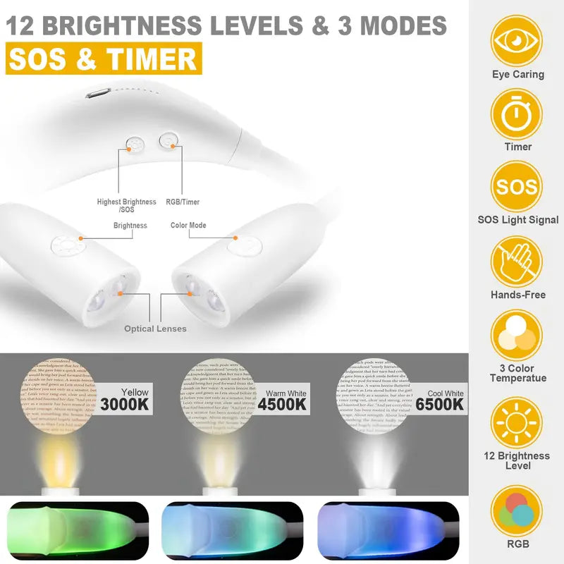USB Rechargeable LED Neck Light with 12 Brightness Levels