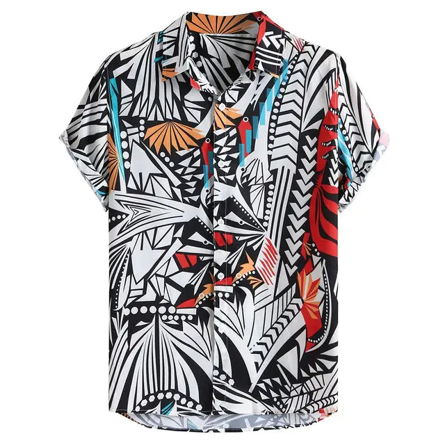 Printed Turn-Down Collar Shirt for Men
