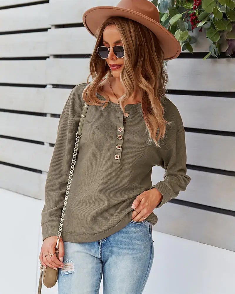 Solid Color Blouse and Sweater for Women