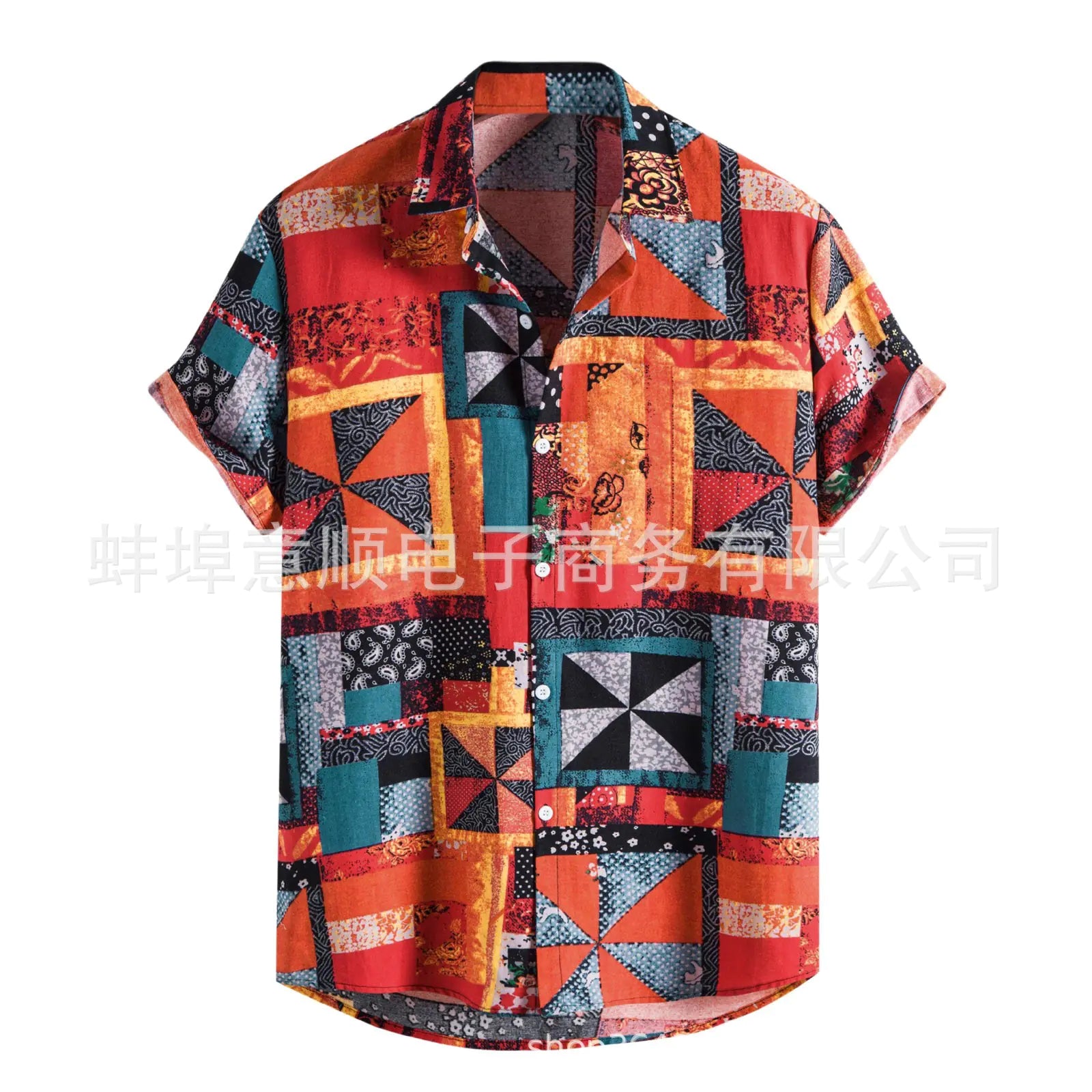 Men's Casual 3D Digital Print Short Sleeve Shirt