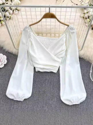 Elegant Retro Chiffon Bubble Blouse for Women