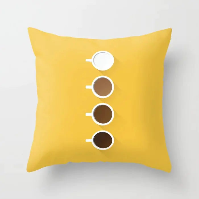 Yellow Cartoon Checkered Cushion Cover for Home Decor