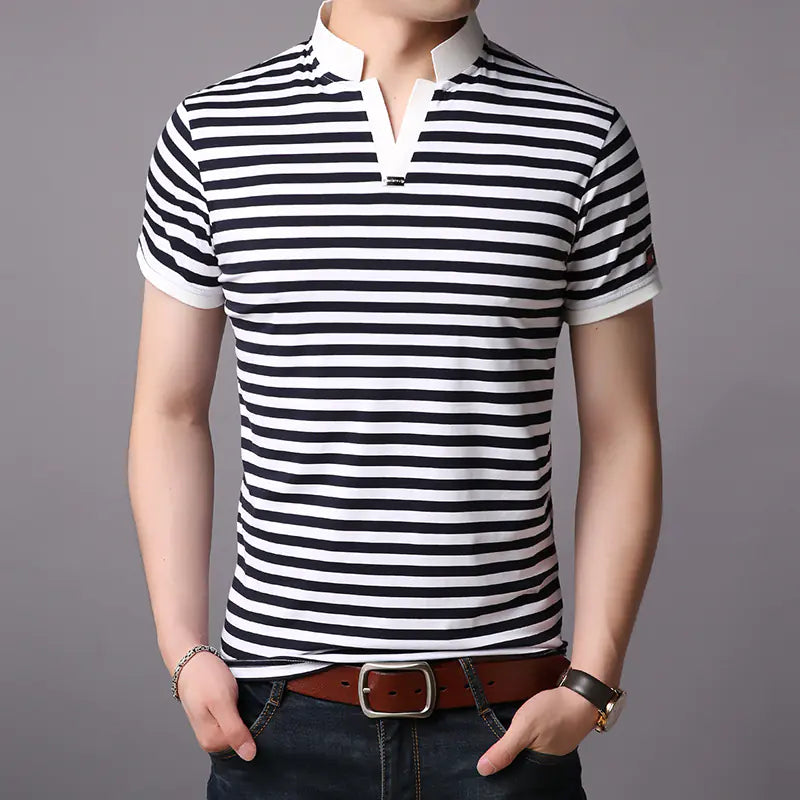 Men's Stylish Striped Short Sleeve T-Shirt for Summer