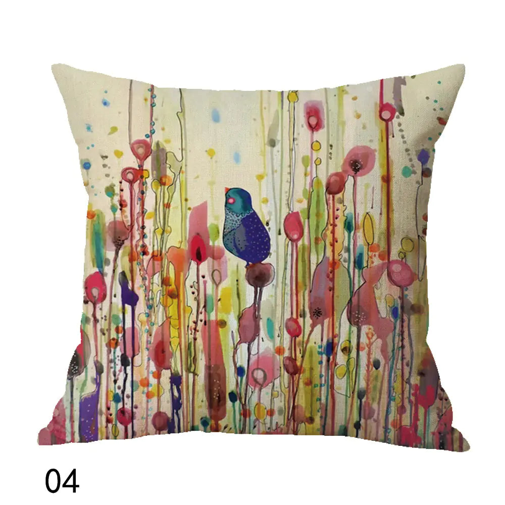 New Oil Painting Bird Cushion Cover Set for Home Decor