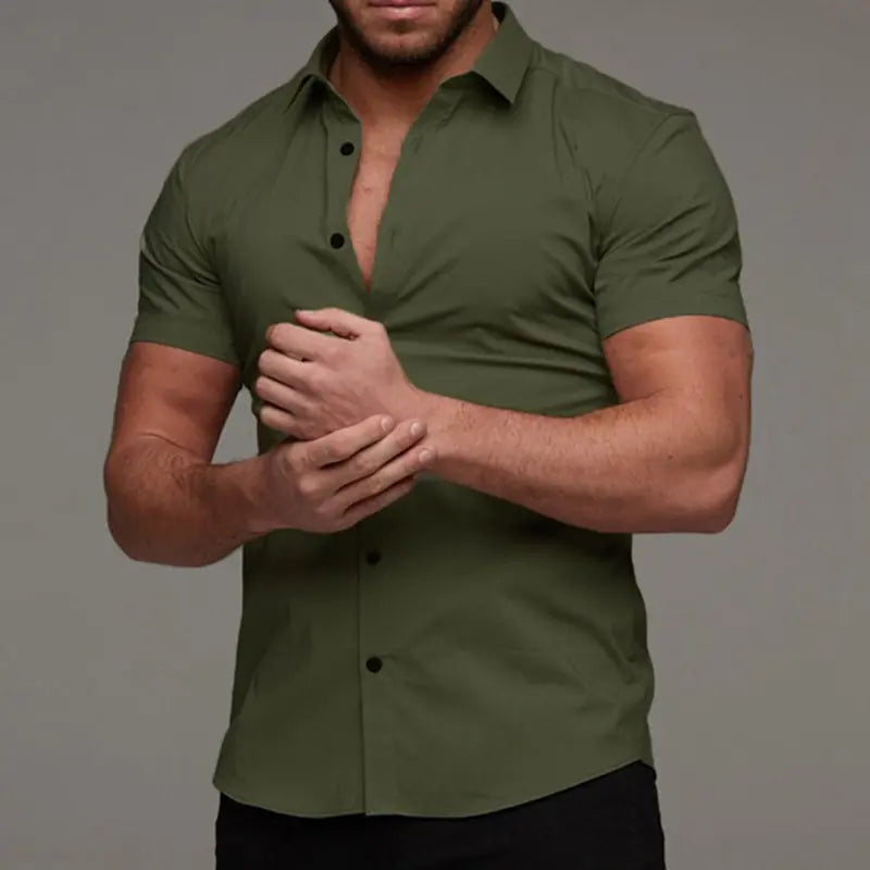 Men's Muscle Fit Short Sleeve Polo Shirt - Casual Stretch