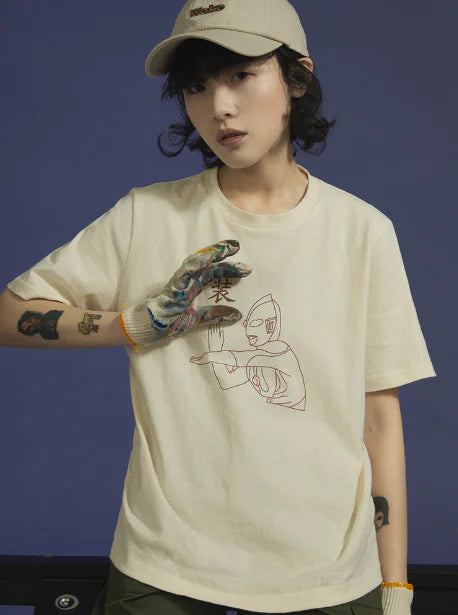 Printed Loose Fit Short Sleeve T-Shirt - College Style