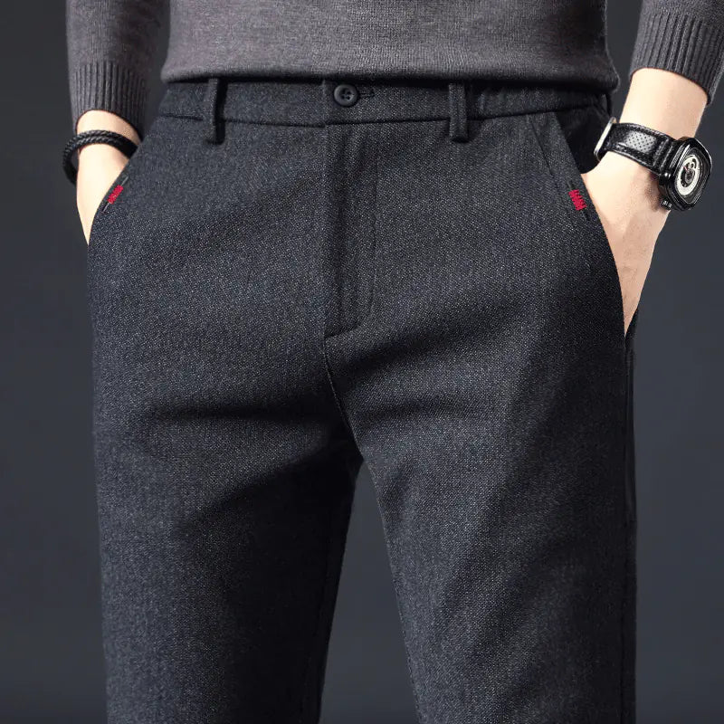 Men's Casual Brushed Chinos - Korean Style Loose Fit