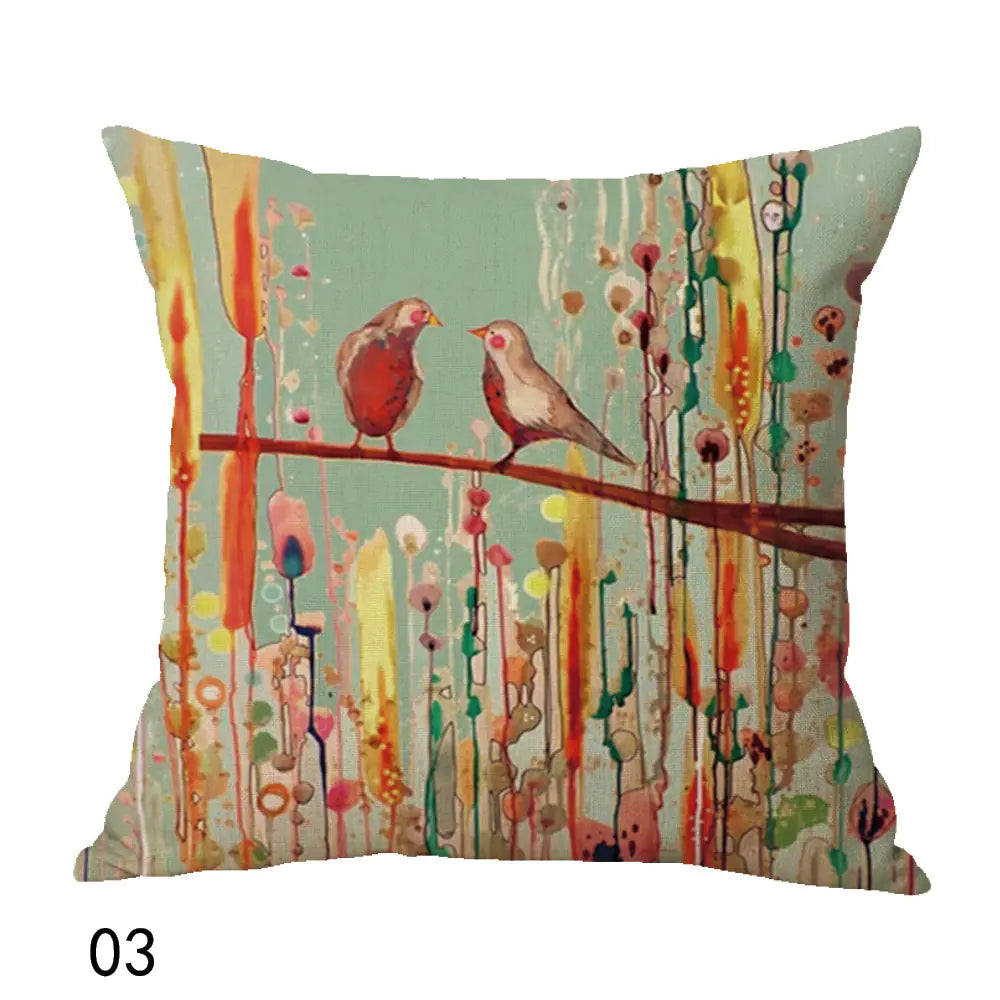 New Oil Painting Bird Cushion Cover Set for Home Decor