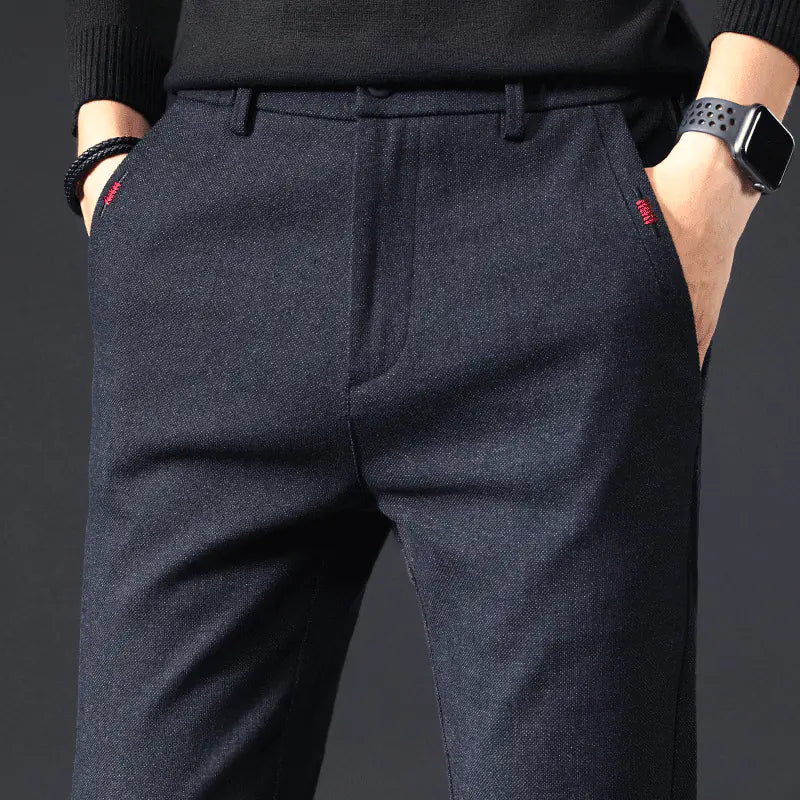 Men's Casual Brushed Chinos - Korean Style Loose Fit