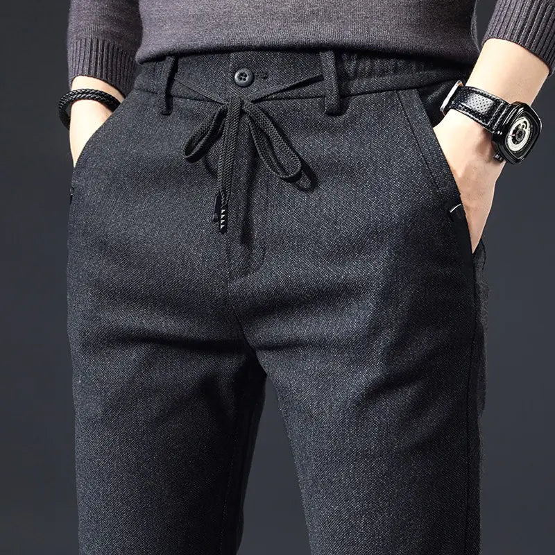 Men's Casual Brushed Chinos - Korean Style Loose Fit