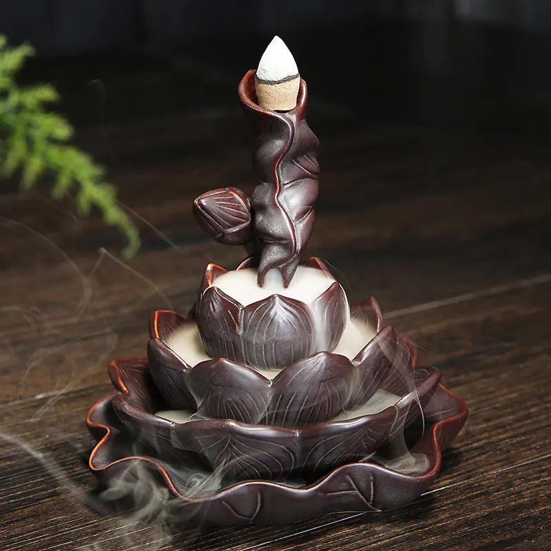 Lotus Incense Burner with Backflow Design