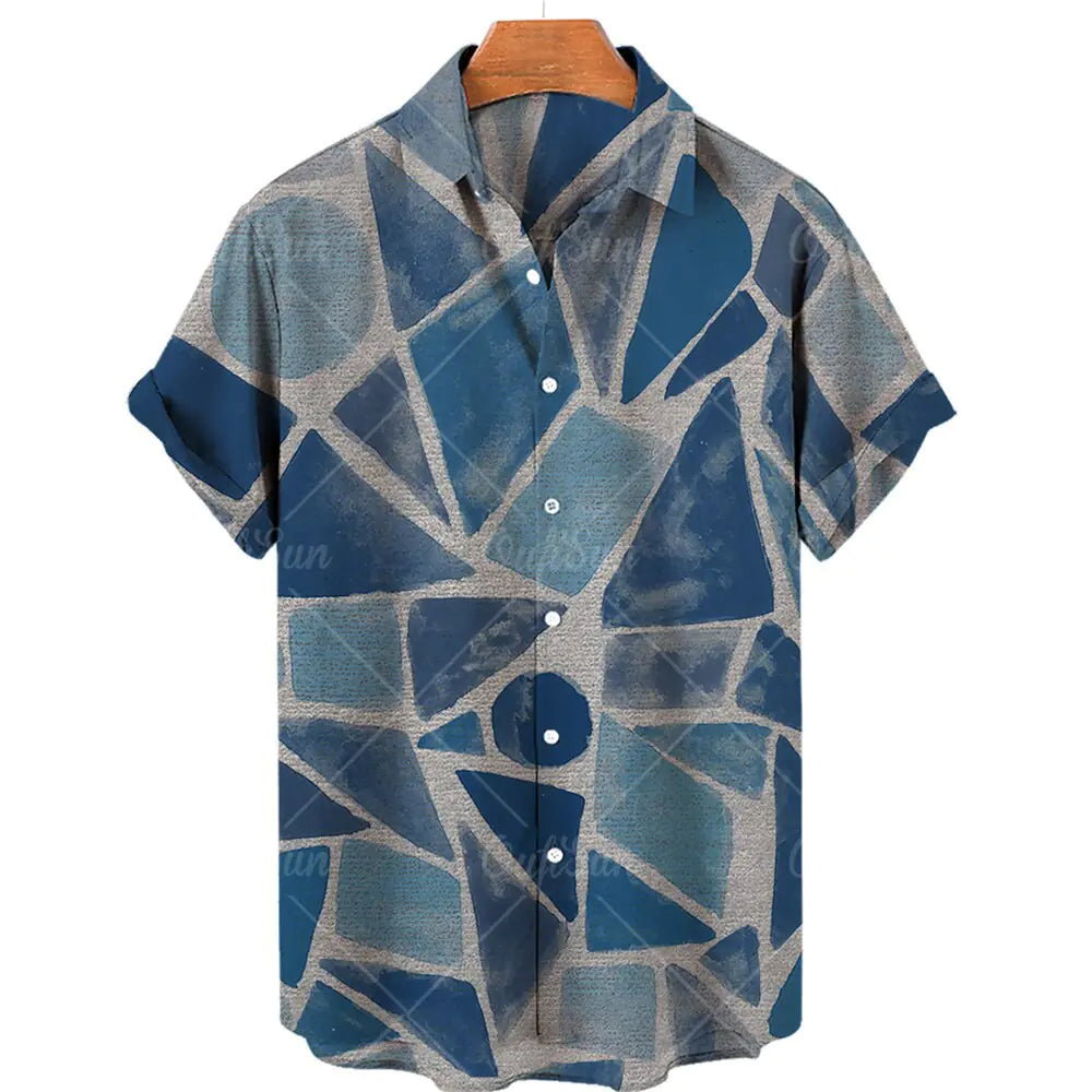 Men's Casual 3D Digital Print Short-Sleeve Shirt