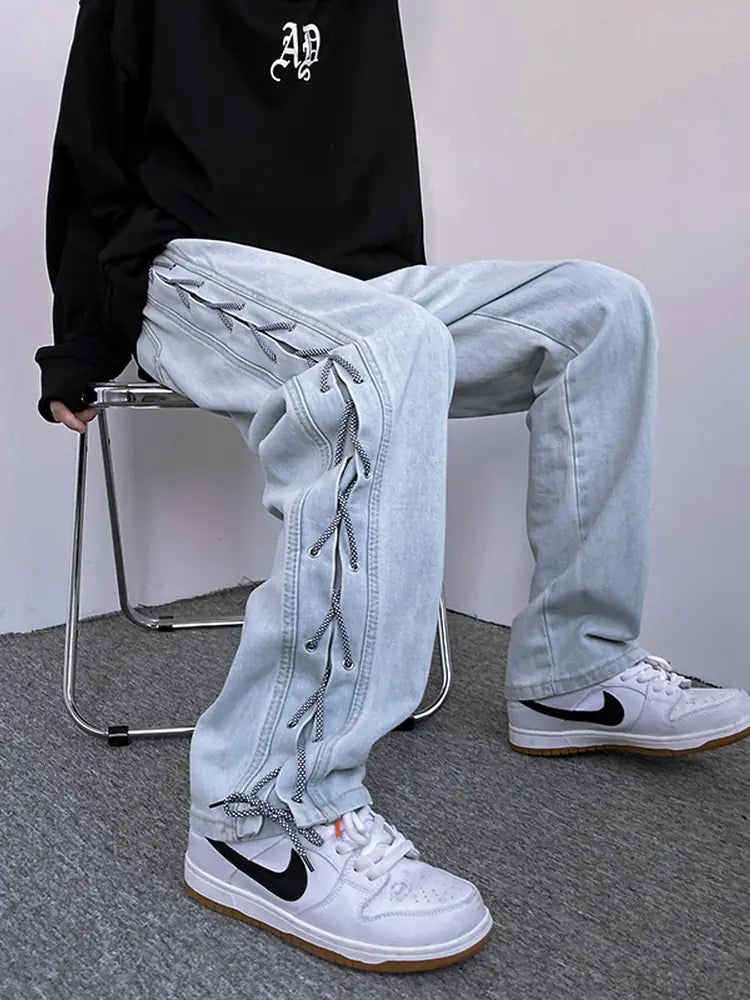 Niche Wide Leg American Jeans for Men in Hip Hop Style