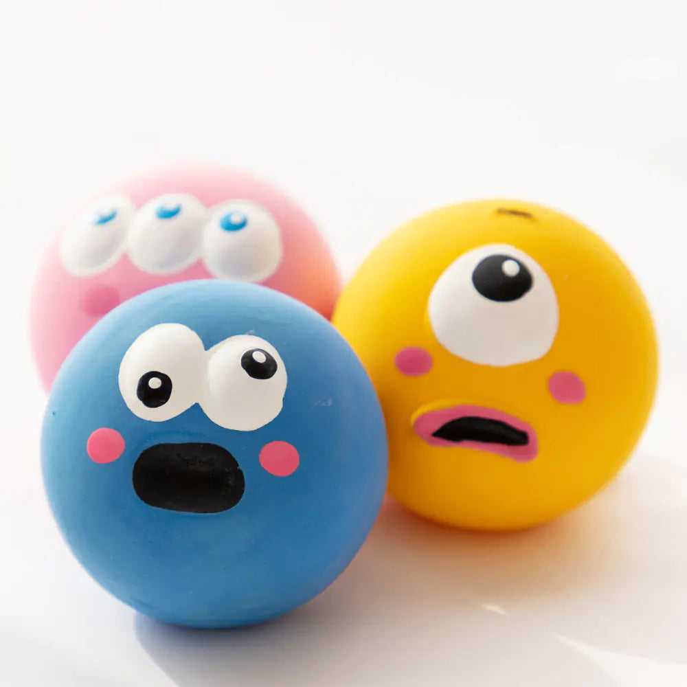 Cute Cartoon Big Eyeball Dog Interactive Latex Toy Ball